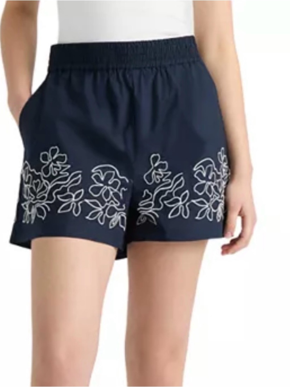 NVLT High-Waist Embroidered Floral Pull On Shorts *NWT